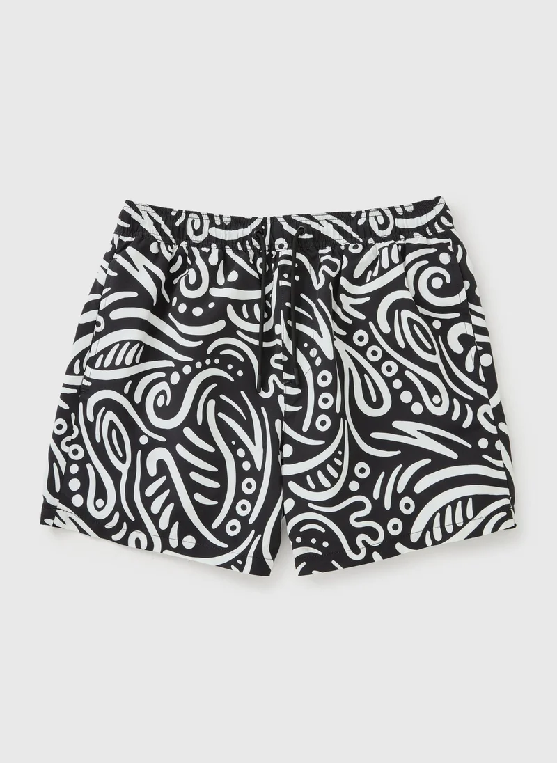 ماتلان Black Wave Print Essential Swim Shorts